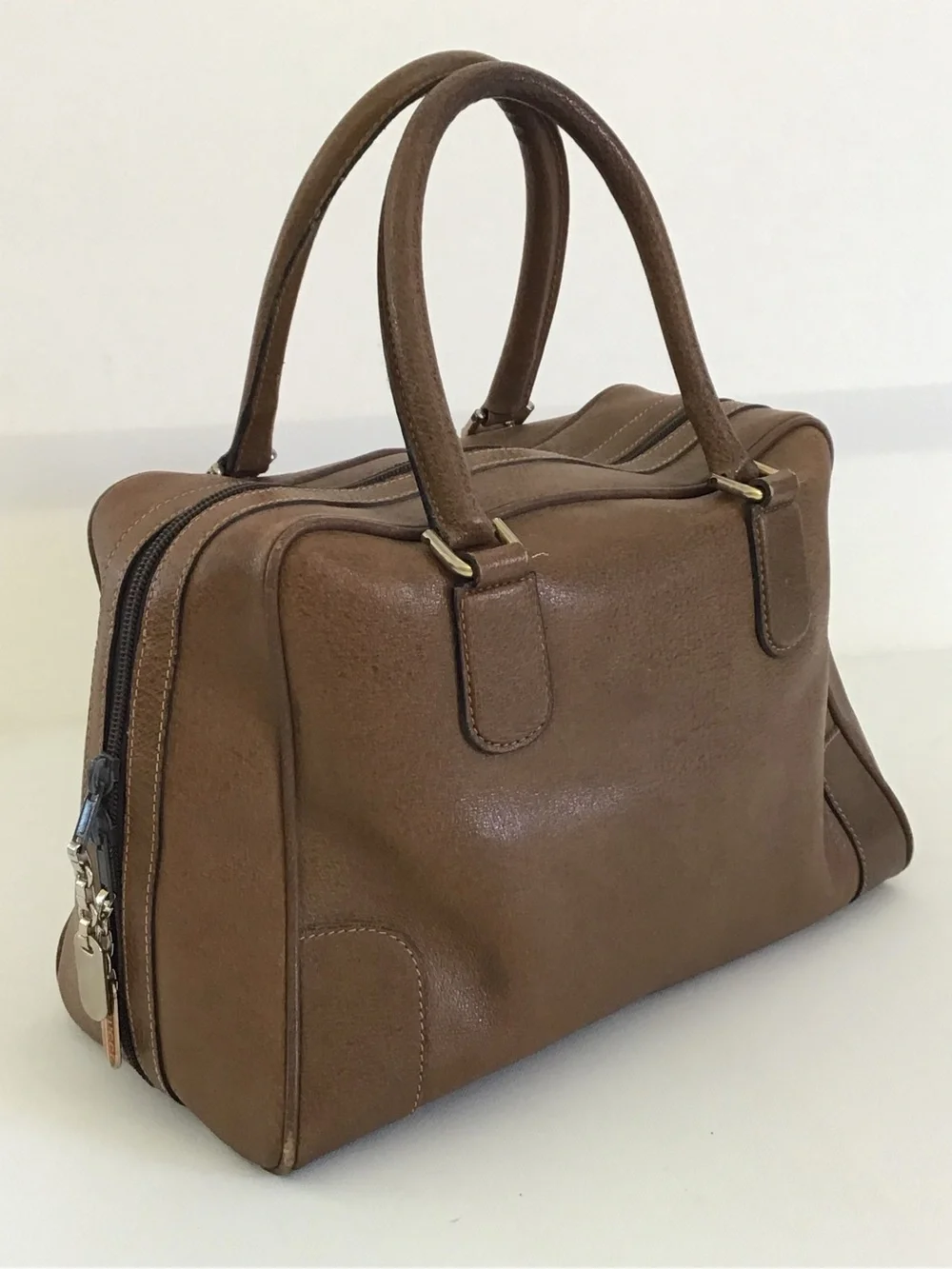 Vintage Gucci Plus Brown Leather Satchel Handbag Italy - Picture 2 of 16